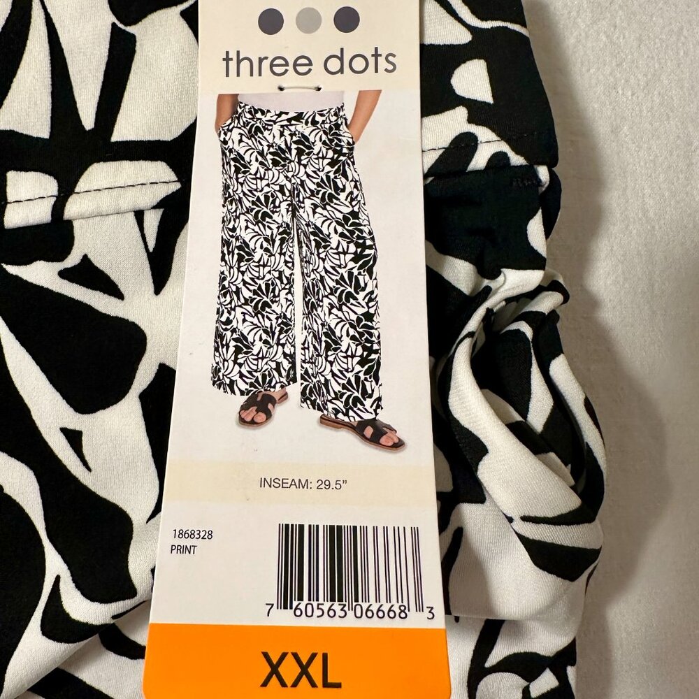 Three Dots Women's Pull-on Pant Size XXL Floral Print Wide Leg Boho Flowy (NEW)